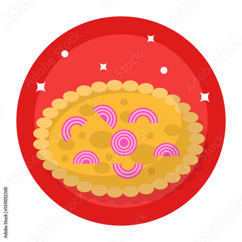 Zwiebelkuchen concept, Flammekueche onion cake vector icon design, German cuisine symbol, Germany Serving Platter sign, European gastronomy food culture stock illustration 