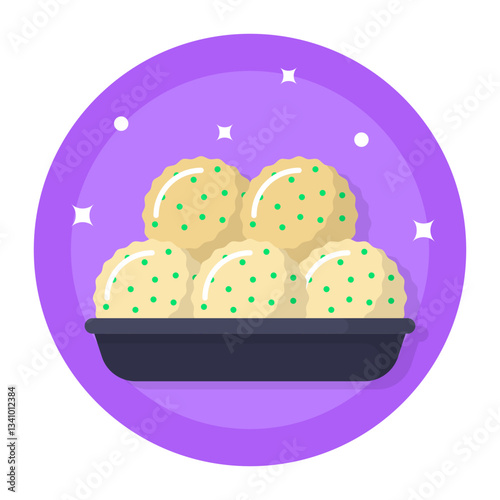 Kartoffelklosse stuffed with croutons concept, reiberknodel simsim vector icon design, German cuisine symbol, Germany Serving Platter sign, European gastronomy food culture stock illustration 