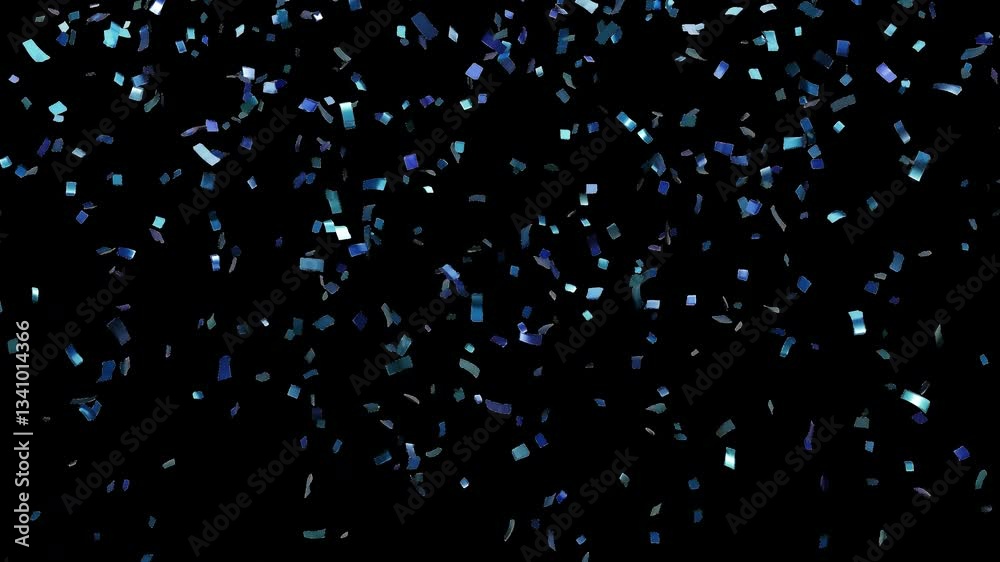 Blue Confetti On Transparent Background, Alpha Channel, 3D rendered animation Blue Confetti On Transparent Background, Alpha Channel, 3D rendered animation