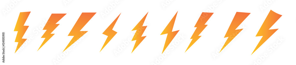 Set lightning bolt. Thunderbolt flat style icon vector illustration. Set lightning bolt. Thunderbolt flat style icon vector illustration.