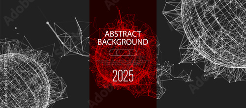 Abstract geometric 3d sphere made of points and lines. Futuristic technology style.