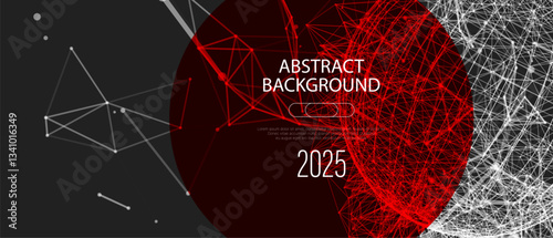 Abstract geometric 3d sphere made of points and lines. Futuristic technology style.