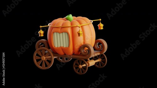 Pumpkin Carriage with Elegant Wheels