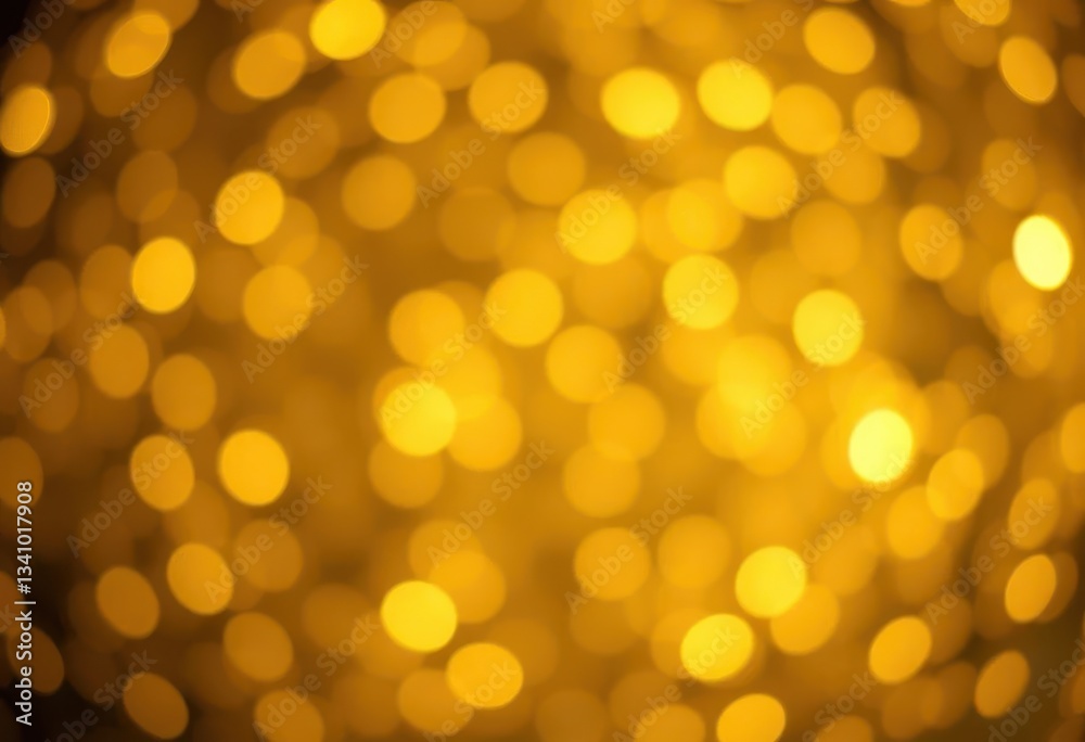 Obraz premium Abstract gold glitter bokeh, shimmering festive backdrop, wall, lights