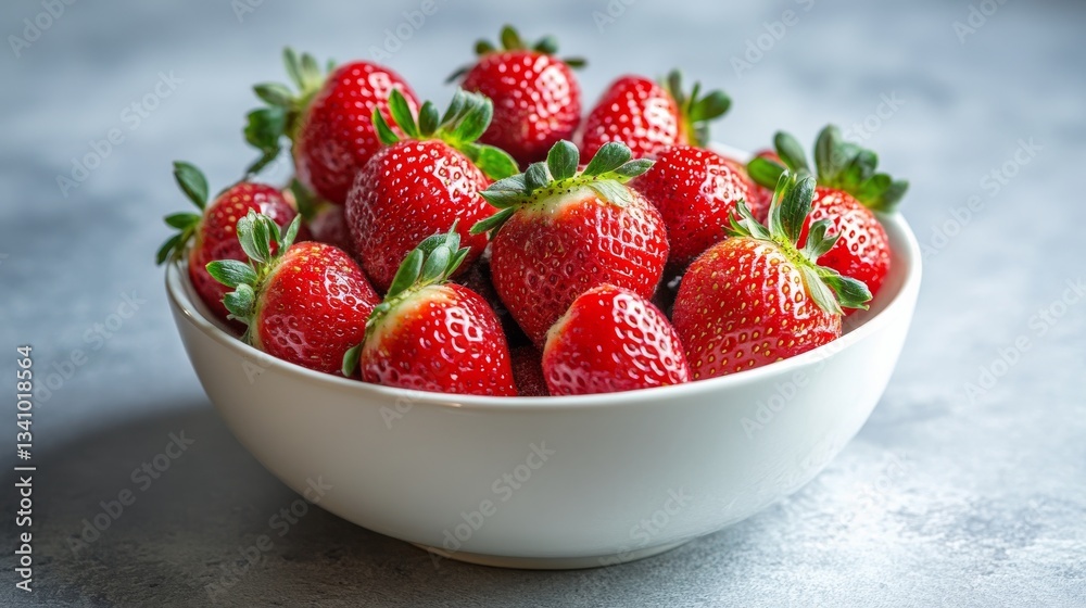 Vibrant Fresh Strawberries in a White Bowl Vibrant Fresh Strawberries in a White Bowl