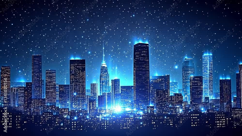 Dazzling Nightscape: Captivating City Skyline Shimmers Under a Blanket of Stars Dazzling Nightscape: Captivating City Skyline Shimmers Under a Blanket of Stars