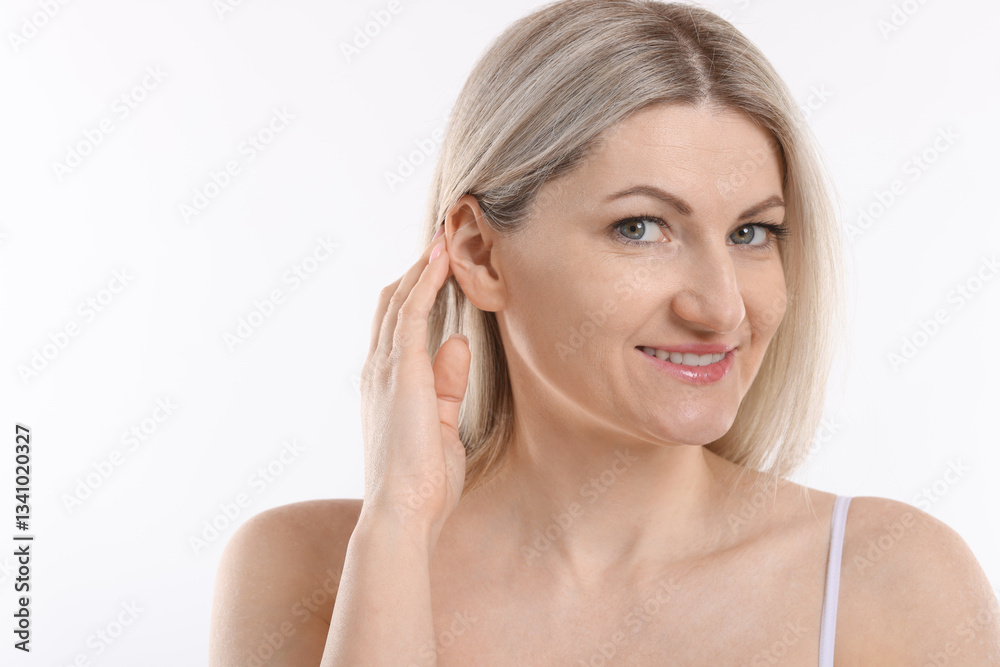 Portrait of beautiful woman on white background Portrait of beautiful woman on white background