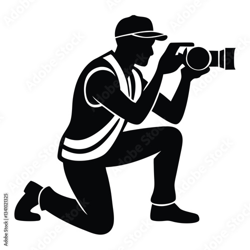 Photographer vector silhouette illustration striking a stylish pose