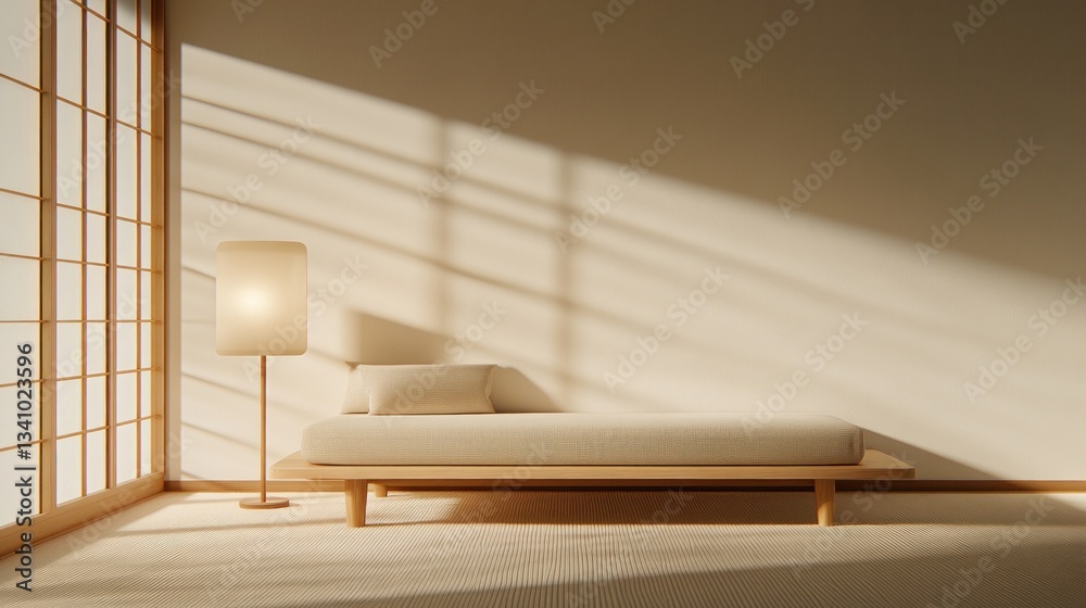 Fototapeta premium Serene Minimalist Japanese Room Design