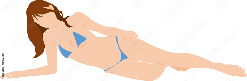 Fototapeta premium ポーズをとる水着を着た女性のイラスト