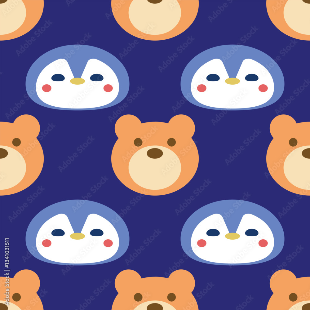 Cute Penguin and Bear Vector Seamless Pattern Digital Paper – Adorable Winter Animal Nursery Background, Baby Shower Scrapbook Paper, Kids Room Decor, Kawaii Arctic Wildlife Illustration, Blue and Whi Cute Penguin and Bear Vector Seamless Pattern Digital Paper – Adorable Winter Animal Nursery Background, Baby Shower Scrapbook Paper, Kids Room Decor, Kawaii Arctic Wildlife Illustration, Blue and Whi