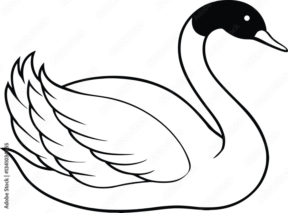 Graceful swan line art elegant bird outline Graceful swan line art elegant bird outline