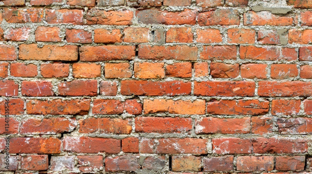 Fototapeta premium Panorama of an old red brick wall as a background or texture