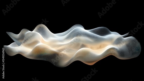 3D style of Big data visualization. musical stream of sounds. Abstract background with interweaving of dots. Science infographic futuristic. Sound wave visualization. Abstract digital data background