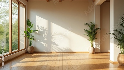  Bright Room with Hardwood Floors, Large Windows, and Indoor Plants