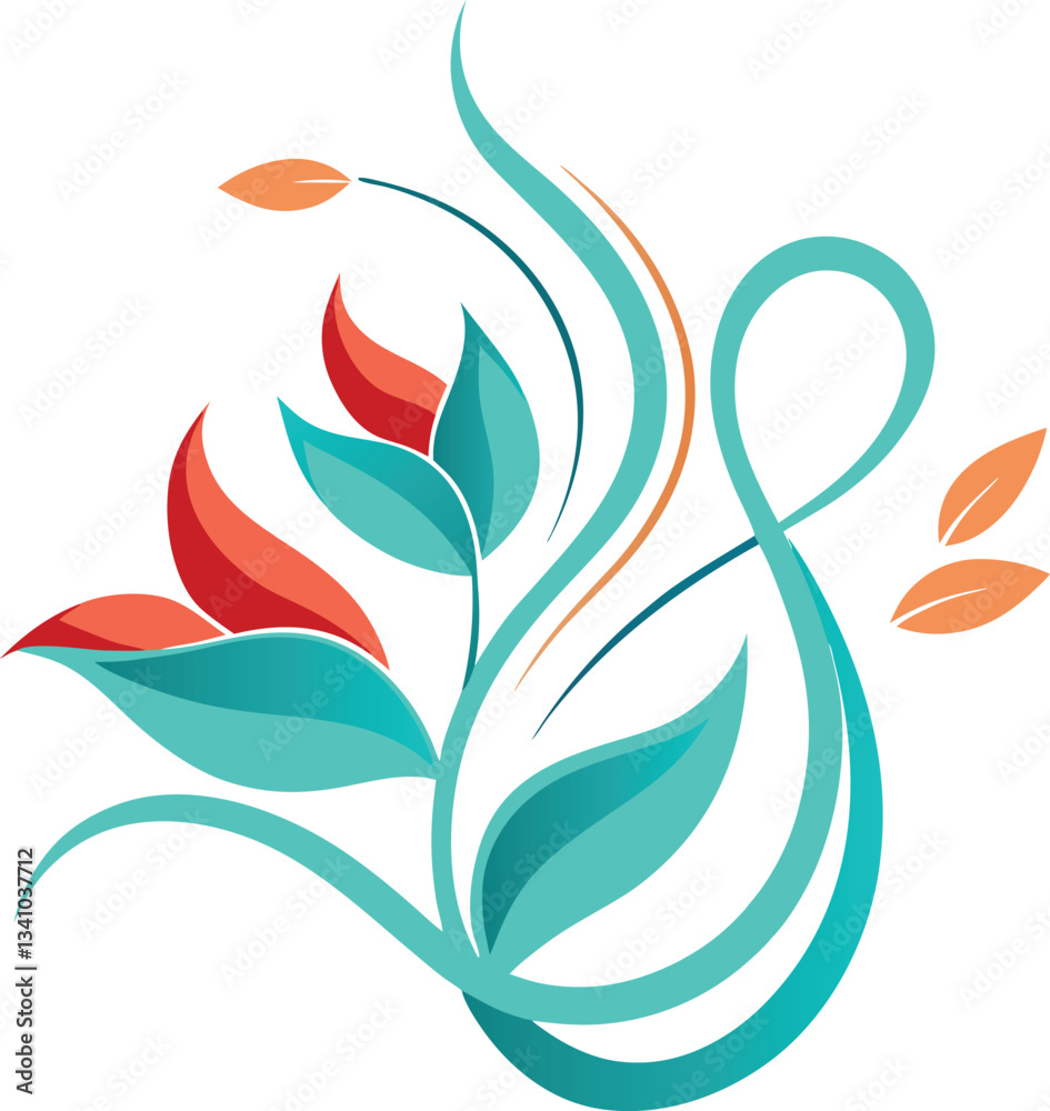 Fototapeta premium Green Leaf Swirl in Motion on white background. 