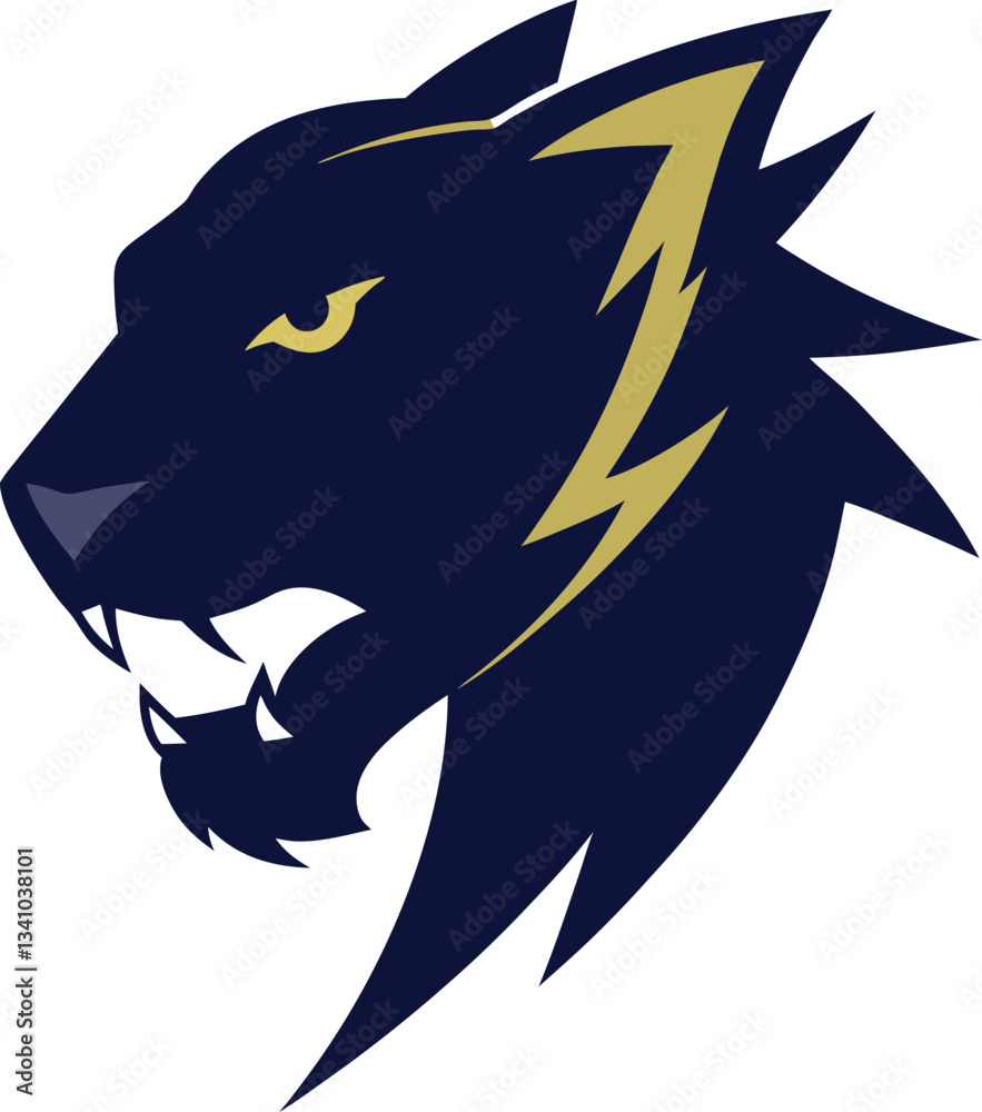 Fototapeta premium Fierce Panther Mascot with a Lightning Bolt Background