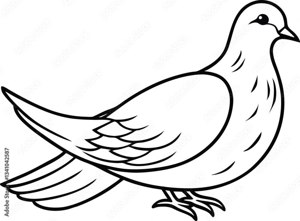 Obraz premium Peaceful dove line art symbolic bird illustration