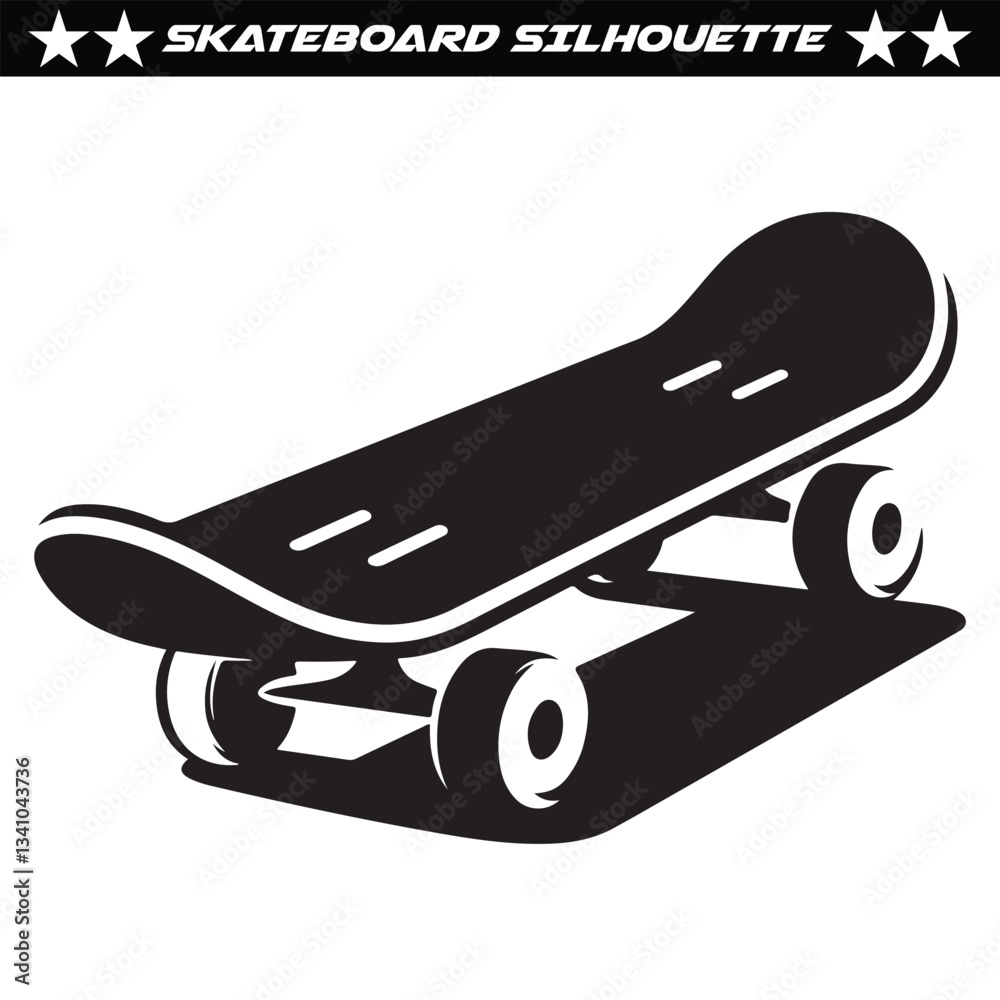 Skateboard silhouette vector illustration isolated on a white background