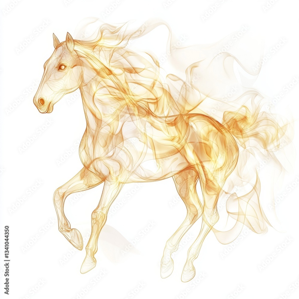 Fototapeta premium Minimalist fire horse silhouette embodies winter spirit, celebrating the magic of Christmas with brushstrokes of warmth