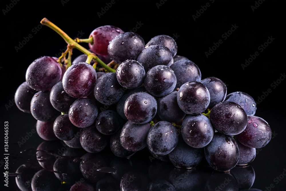 Fototapeta premium Black Grapes isolated on transparent background