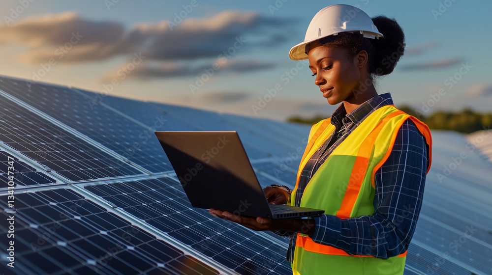 Inspector at Solar Power Plant Analyzing Renewable Energy Data Inspector at Solar Power Plant Analyzing Renewable Energy Data