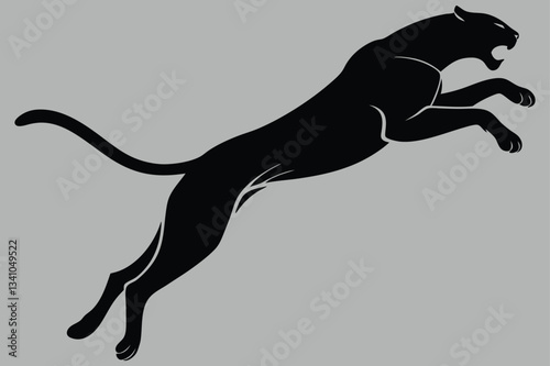 a cheetah skidding to a stop silhouette vector design art and illustration