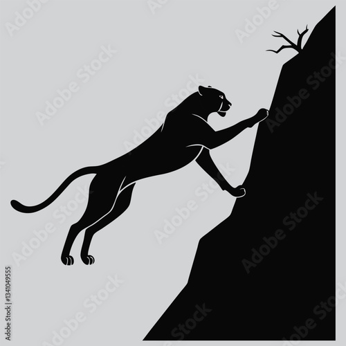 a cheetah skidding to a stop silhouette vector design art and illustration