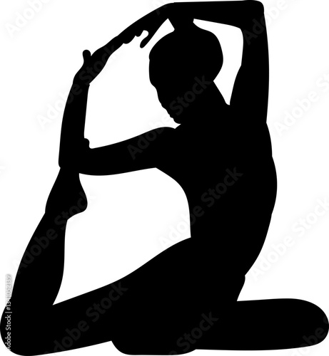 woman doing yoga silhouette vector on white background
