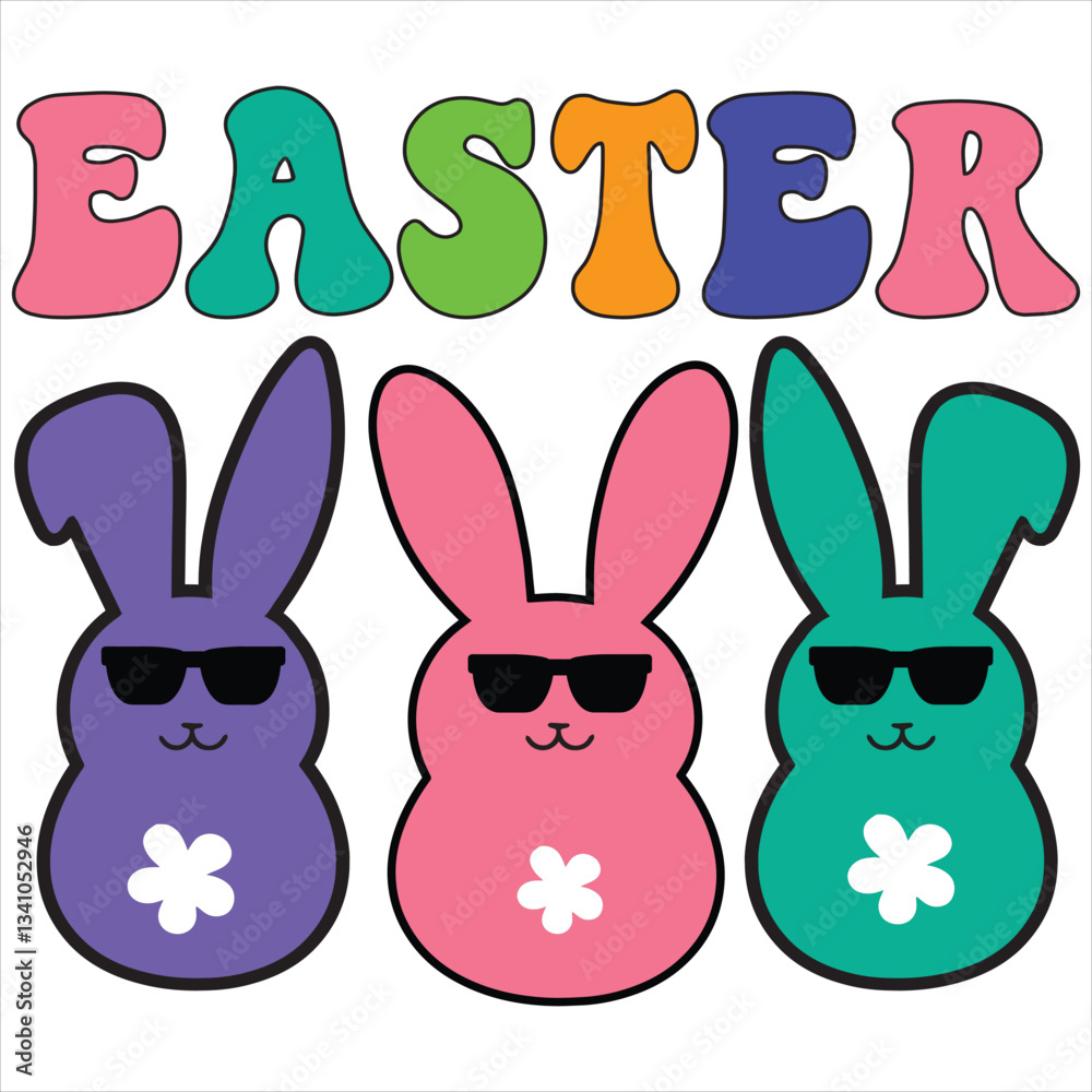 Fototapeta premium Easter Festival T-shirt with Unique Christian Typography and Bunny Illustration 