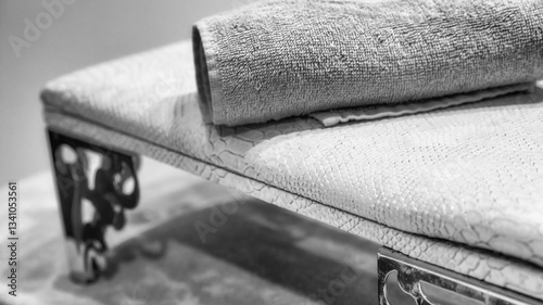 Obraz na płótnie Neatly folded small service towels in a modern beauty and wellness center w salonie