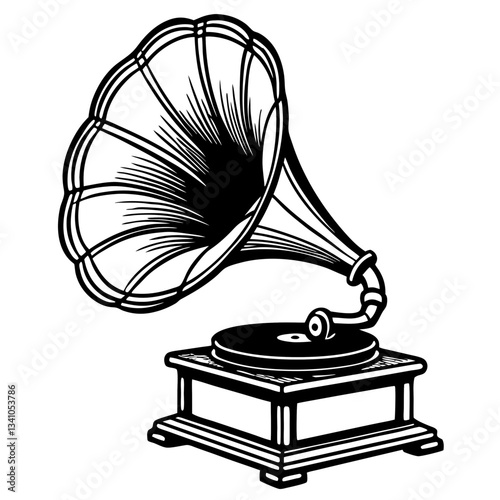 vintage gramophone isolated on white