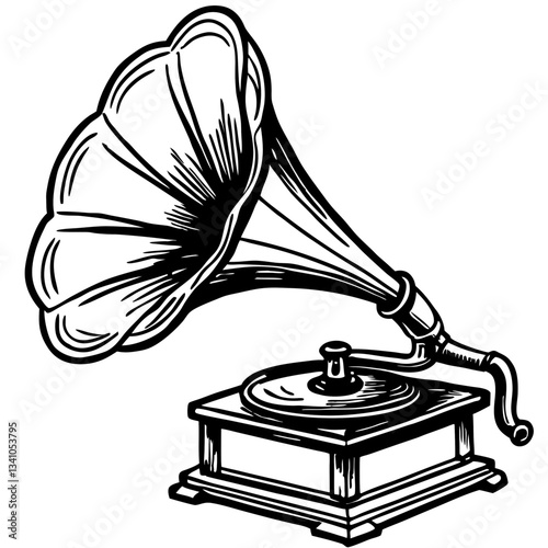 old gramophone isolated on white