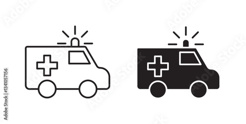 Ambulance icons in black fill and line style