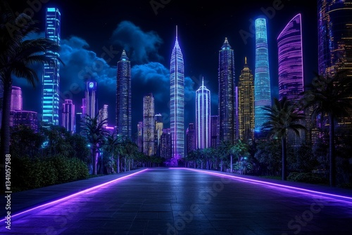 A neon-lit cyberpunk ghost town, with holographic spirits flickering in dark alleyways, surrounded by futuristic skyscrapers