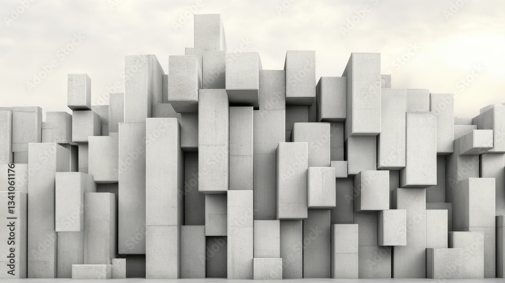 Fototapeta premium A towering concrete wall, imposing and solid, symbolizing barriers, obstacles, or restrictions in a dramatic, stark visual representation.