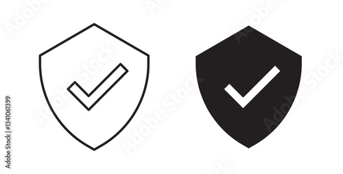Shield check icons vectors graphic designs