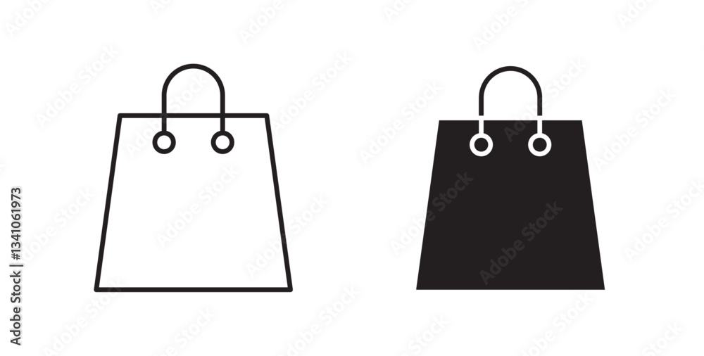 Shopping bag icons in black fill and line style Shopping bag icons in black fill and line style