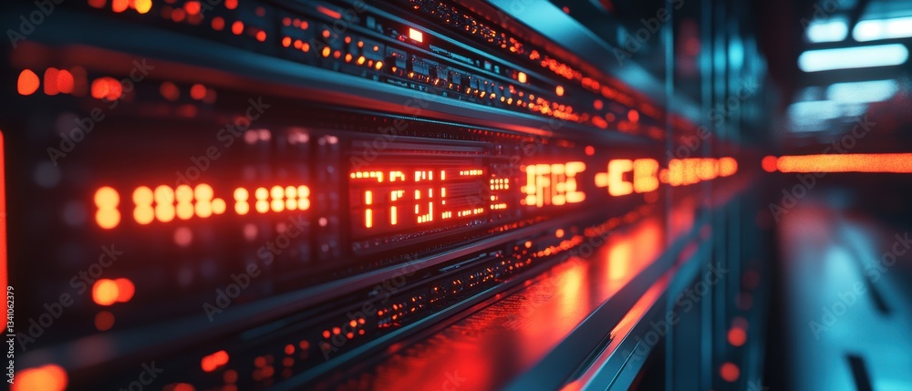 Glowing Supercomputer Displaying Futuristic Technology with Bold Text Glowing Supercomputer Displaying Futuristic Technology with Bold Text
