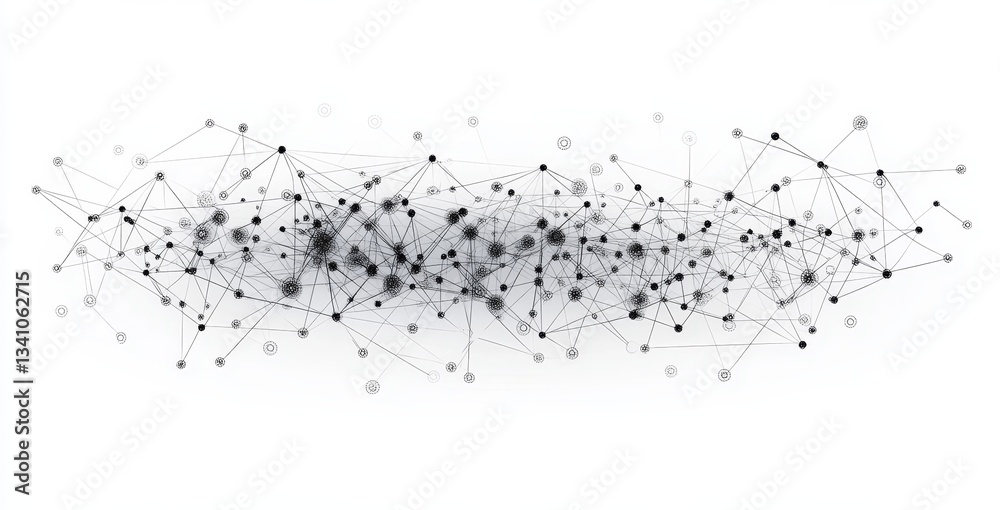 Fototapeta premium Abstract Technological Background with Interconnected Dots and Lines on White, Symbolizing Global Connectivity