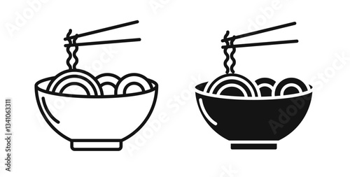 Noodles icons in black fill and line style