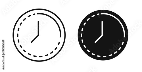 Time quarter past icons in black fill and line style