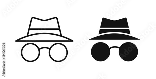 Incognito icons in black fill and line style
