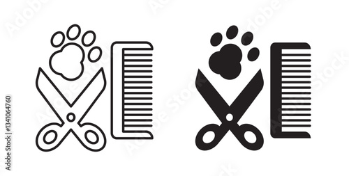Pet grooming icons vectors graphic designs