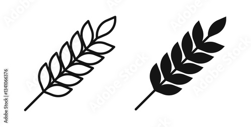 Wheat icons set in black colors on white background