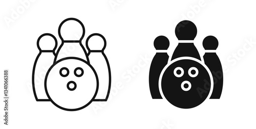 Bowling icons set for website design