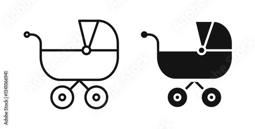 Baby carriage icons set for website design