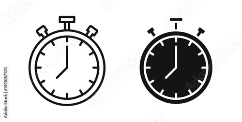 Stopwatch icons in black fill and line style