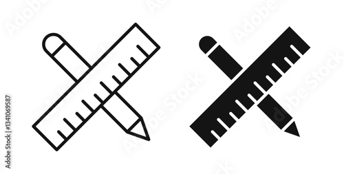Pencil and ruler icons in black fill and line style