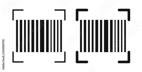 Barcode read icons in black fill and line style
